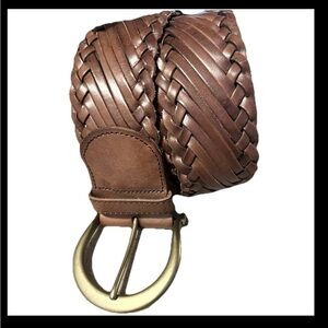 Linea Pelle woven belt with‎ solid brass buckle large vintage